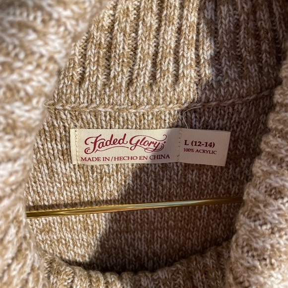 Faded glory large 12/14 turtleneck casual sweater - Picture 3 of 4